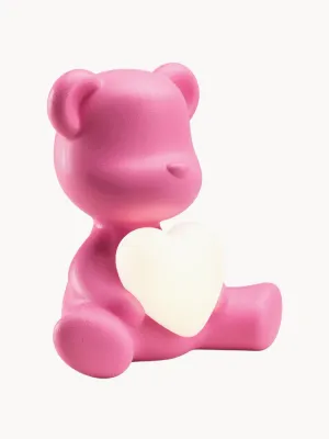 Qeeboo Светильник настольный детский Teddy Love в форме мишки с сердцем, аккумуляторный, с диммером, 23х22х13 см, розовый