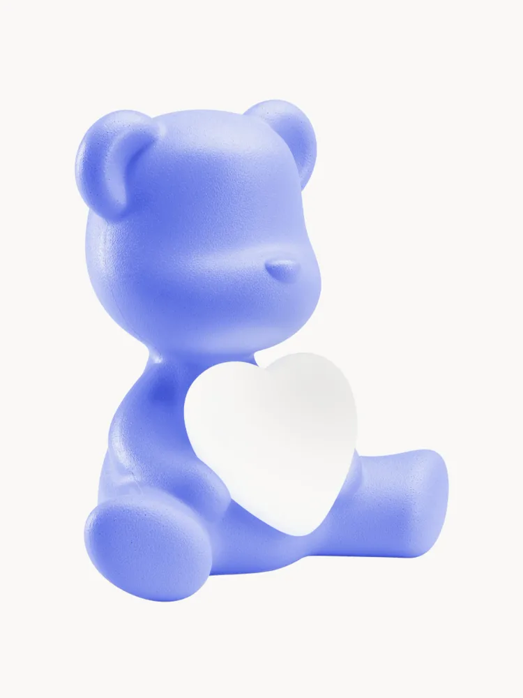 Qeeboo Светильник настольный детский Teddy Love в форме мишки с сердцем, аккумуляторный, с диммером, 23х22х13 см, голубой