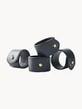 Кольцо для салфеток Ralph Lauren Home Wyatt из кожи, серо-голубое с золотом, набор 4 шт — фото 1