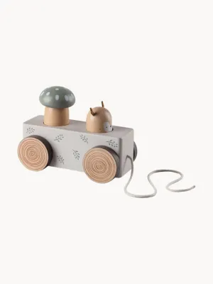Sebra Игрушка-каталка Woodla на верёвочке из бука и МДФ, ручная работа, 20х16х10 см, светло-серая