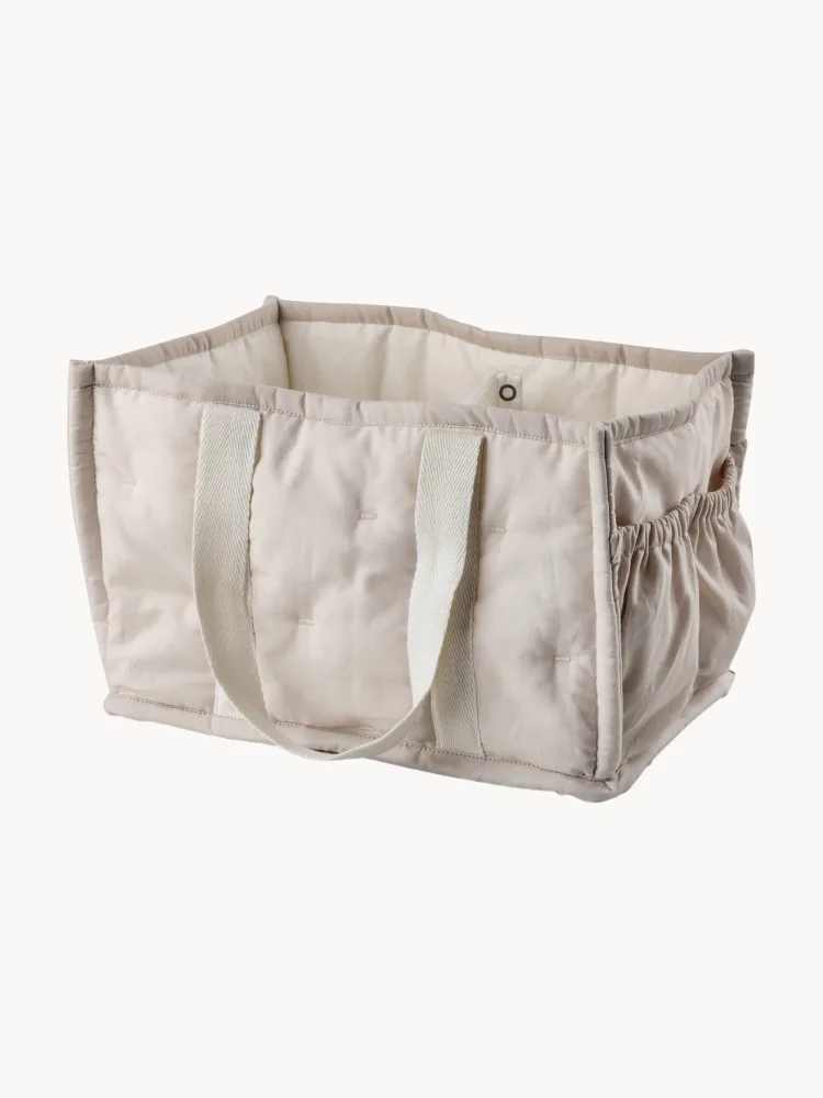 Sebra Корзина для хранения детских вещей Diaper Caddy из хлопка ручной работы, 25х18х15 см, светло-бежевая