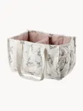 Sebra Корзина для хранения детских вещей Diaper Caddy из хлопка ручной работы, 25х18х15 см, молочно-белая с розовым и зелёным — фото 1