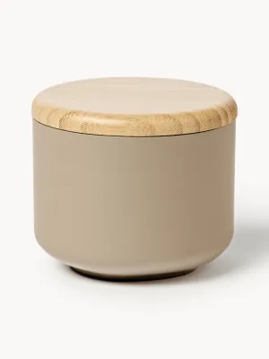 Westwing Collection Органайзер для хранения Ari с бамбуковой крышкой, Ø 10 × В 9 см, Greige