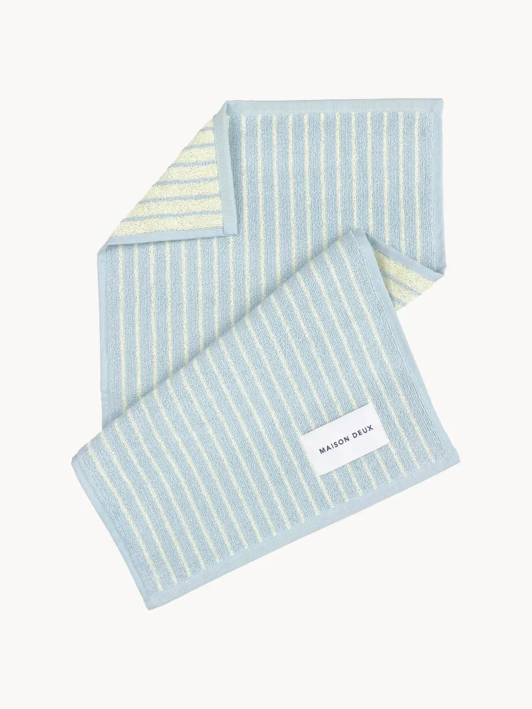 Maison Deux Полотенце гостевое Stripes, голубо-желтое