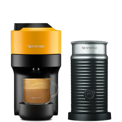 Кофемашина Nespresso Vertuo Pop манго и Aeroccino 3