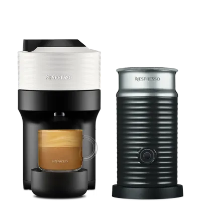 Кофемашина Nespresso Vertuo Pop белая и Aeroccino 3