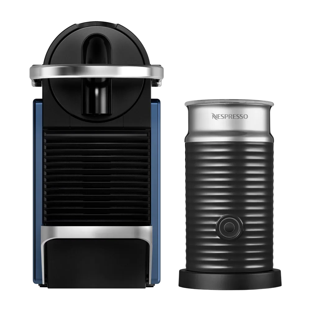 Кофемашина Nespresso Pixie тёмно-синяя и Aeroccino 3