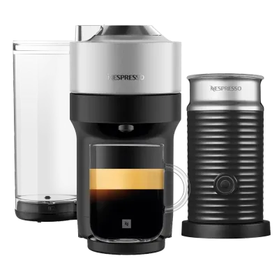 Кофемашина Nespresso Vertuo Pop+ серебристая и Aeroccino3