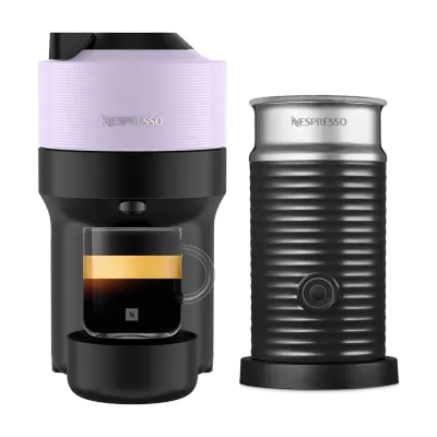 Кофемашина Nespresso Vertuo Pop сиреневая и Aeroccino 3