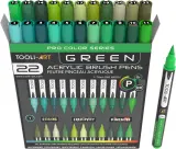 TOOLI-ART акриловые маркеры фломастеры, 22 шт., 1-7 мм Green — фото 1