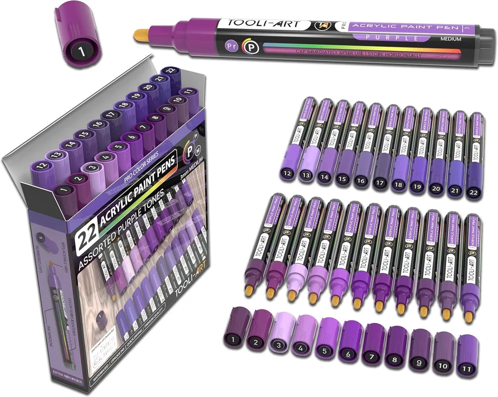 TOOLI-ART акриловые маркеры фломастеры, 22 шт., 3 мм Purple
