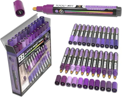 TOOLI-ART акриловые маркеры фломастеры, 22 шт., 3 мм Purple