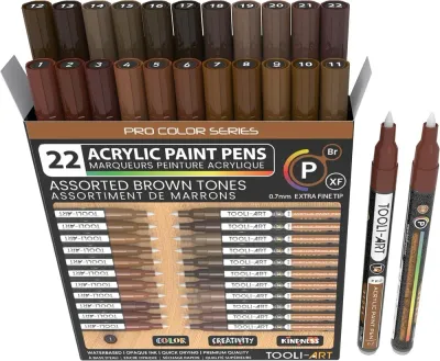 TOOLI-ART акриловые маркеры фломастеры, 0.7 мм , 22 шт. Brown