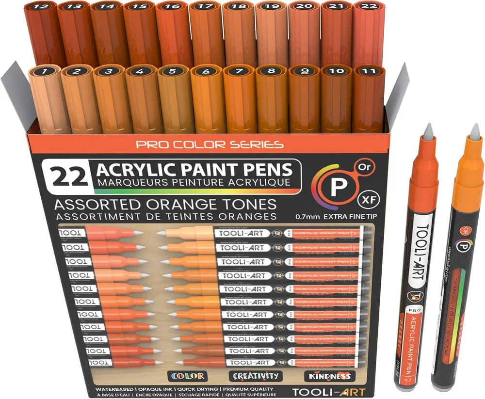 TOOLI-ART акриловые маркеры фломастеры, 0,7 мм , 22 шт. Orange