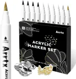 Arrtx акриловые маркеры, 10 шт, blanc-Noir-Or-Argent — фото 1