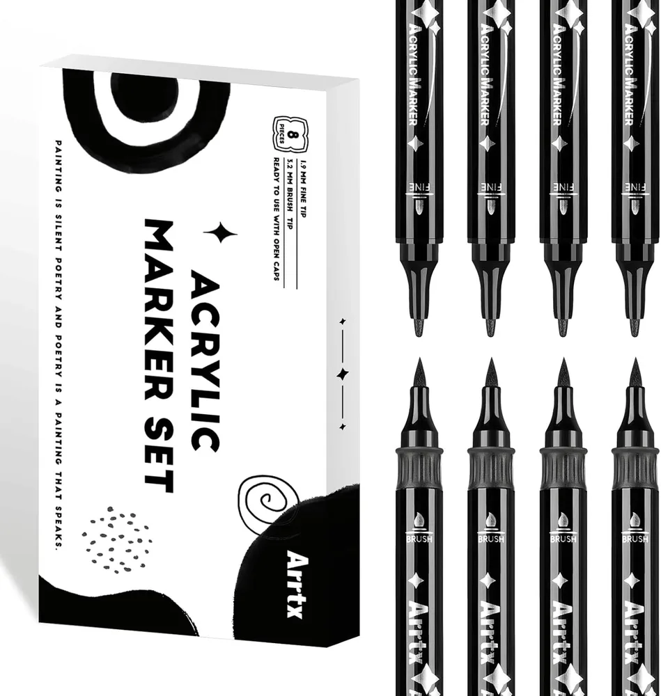 Arrtx акриловые маркеры, 8 шт Noir
