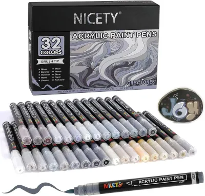 NICETY акриловые маркеры 1-5 мм, 32 шт, Grey