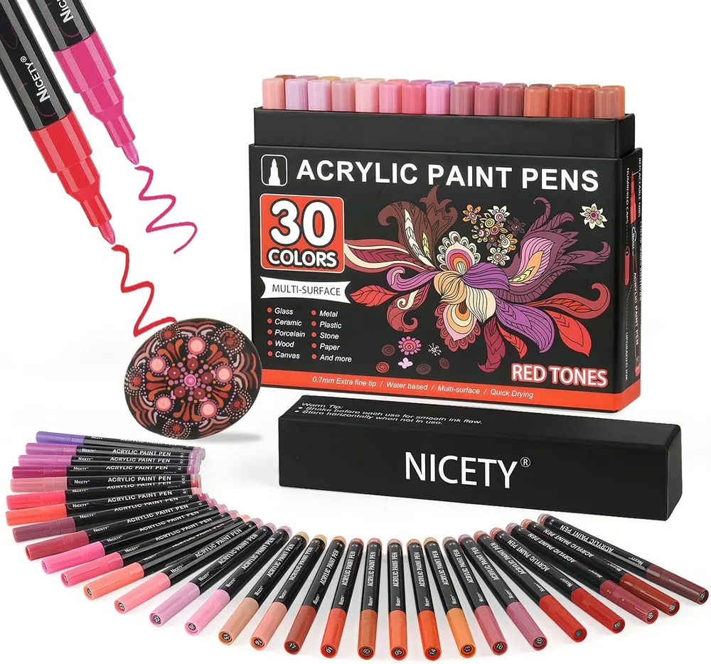 NICETY акриловые маркеры 0,7 мм, 30 шт, Red