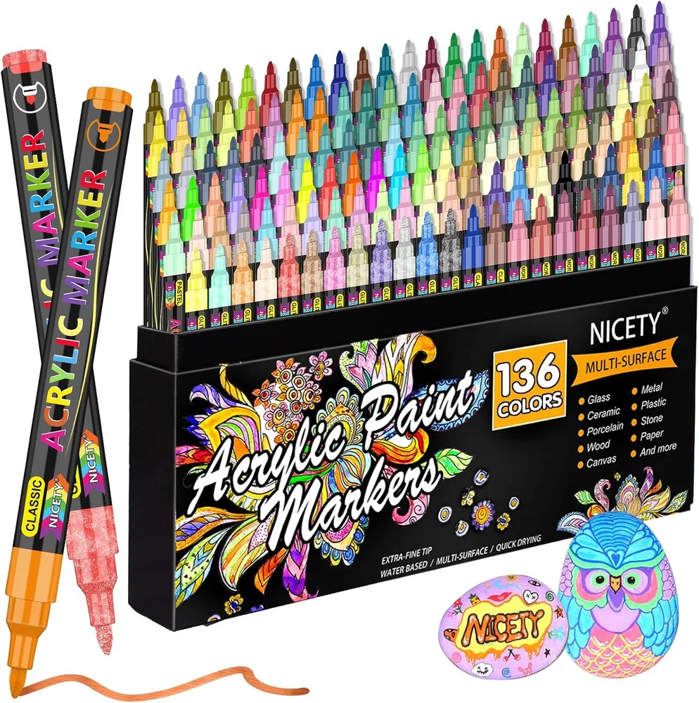NICETY акриловые маркеры 0,7 мм, 136 шт