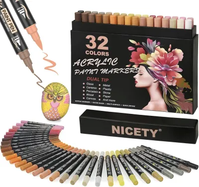 NICETY акриловые маркеры 0,5-5 мм, 32 шт, Skin
