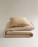 Zara Home - Двустороннее покрывало с будущим боррегито, бежевый, 180х250 см — фото 2