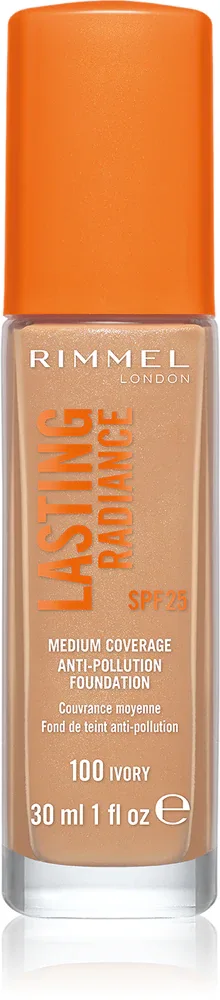 Rimmel Lasting Radiance - Тональная основа с SPF 25, осветляющая оттенок 100 Ivory, 30 ml