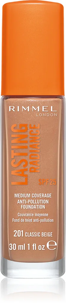 Rimmel Lasting Radiance - Тональная основа с SPF 25, осветляющая оттенок 201 Classic Beige, 30 ml