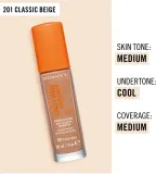Rimmel Lasting Radiance - Тональная основа с SPF 25, осветляющая оттенок 201 Classic Beige, 30 ml — фото 4