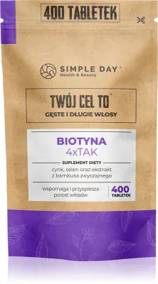 Twoj Cel To Biotyna 4xTAK z naturalnym krzemem - Таблетки для волос, кожи и ногтей, 400 tabletek