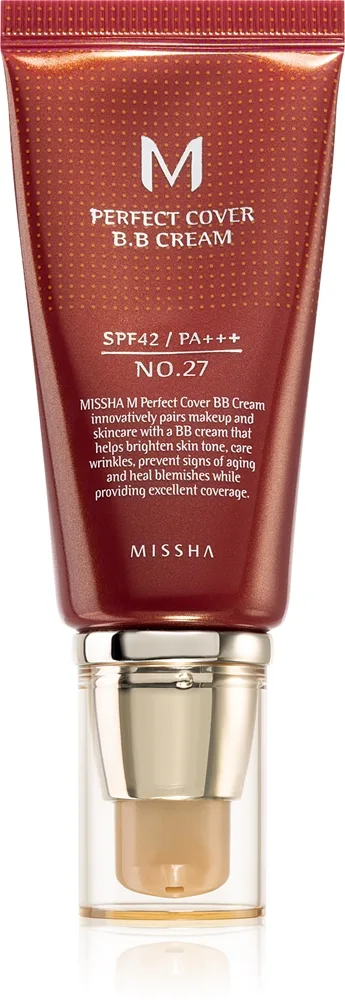 Missha M Perfect Cover - Крем ВВ с высокой защитой от УФ-лучей оттенок No. 27 Honey Beige SPF42/PA+++, 50 ml