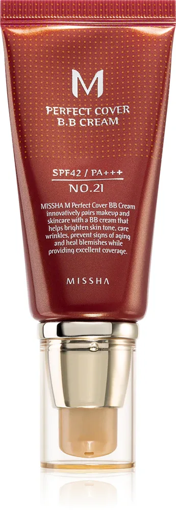 Missha M Perfect Cover - Крем ВВ с высокой защитой от УФ-лучей, 50 мл, оттенок No. 21 Light Beige SPF42/PA+++
