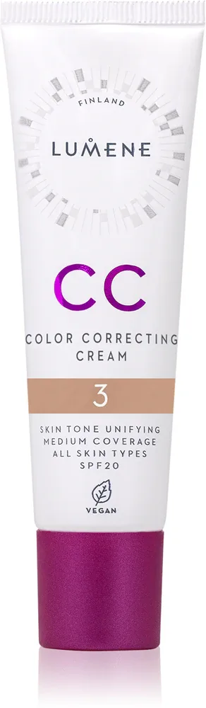 Lumene CC Color Correcting Cream - Корректирующий тональный крем, 30 мл, оттенок 3 (Warm)
