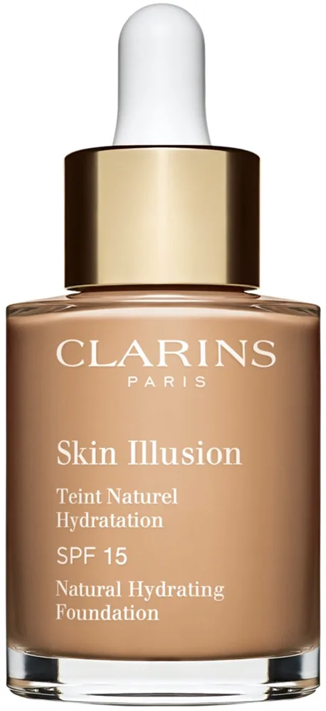 Clarins Skin Illusion Natural Hydrating Foundation - Розовое освещение увлажняющий тональный крем SPF 15 оттенок 108,5W Cashew, 30 ml