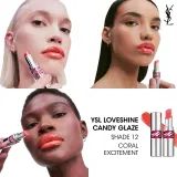 Yves Saint Laurent Loveshine Candy Glaze - Увлажняющий блеск для губ для женщин 12 Coral Excitement, 3 g — фото 6