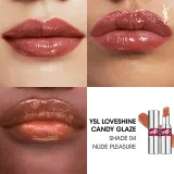 Yves Saint Laurent Loveshine Candy Glaze - Увлажняющий блеск для губ для женщин 4 Nude Pleasure, 3 g — фото 4