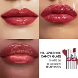 Yves Saint Laurent Loveshine Candy Glaze - Увлажняющий блеск для губ для женщин 6 Burgundy Temptation, 3 g — фото 4
