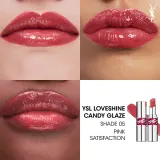 Yves Saint Laurent Loveshine Candy Glaze - Увлажняющий блеск для губ для женщин 5 Pink Satisfaction, 3 g — фото 4