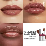 Yves Saint Laurent Loveshine Candy Glaze - Увлажняющий блеск для губ для женщин 14 Scenic Brown, 3 g — фото 4