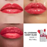 Yves Saint Laurent Loveshine Candy Glaze - Увлажняющий блеск для губ для женщин 44 Nude Lavalliere, оттенок 11 Red Thrill — фото 4