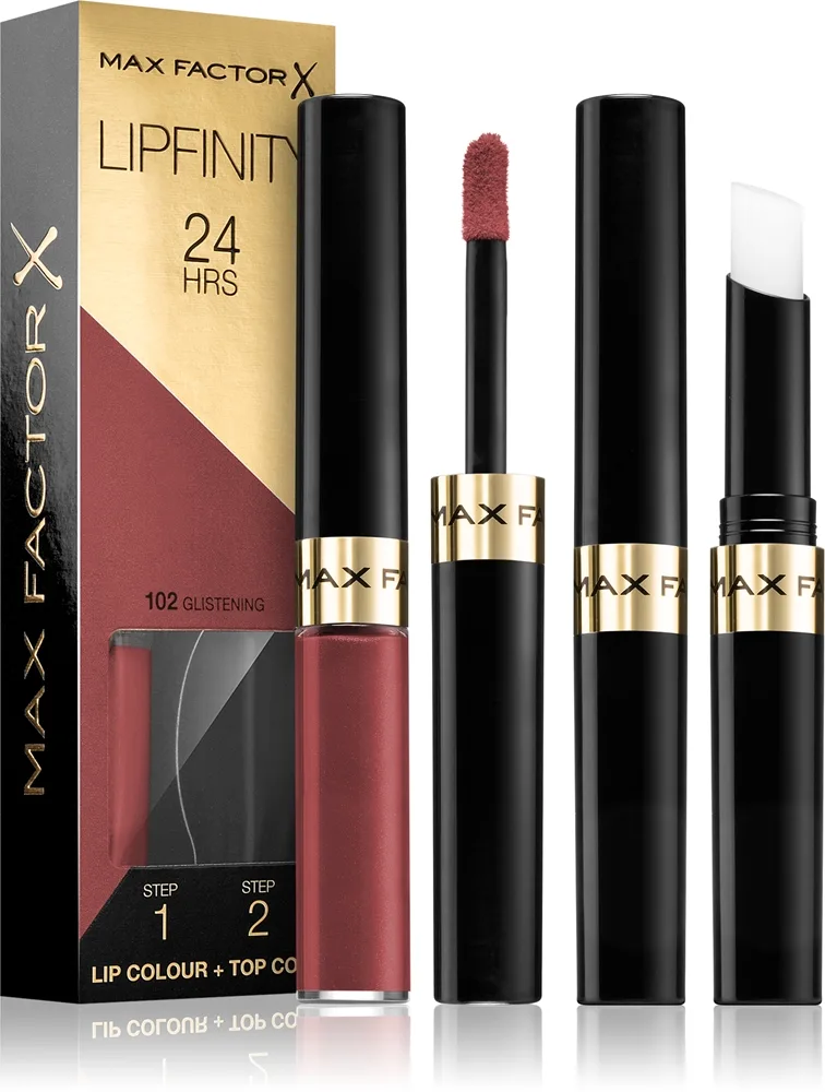 Max Factor Lipfinity Lip Colour - Помада для губ с бальзамом, стойкая. оттенок 102 Glistening, 4 g