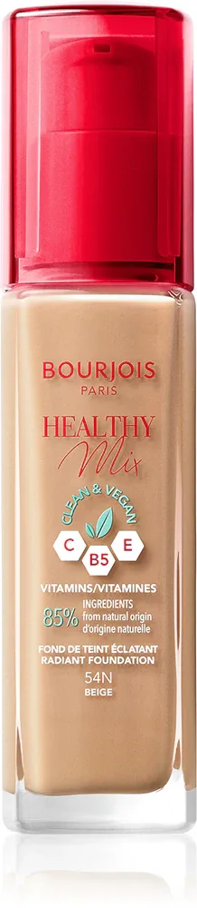 Bourjois Healthy Mix - Розовый осветляющий увлажняющий тональный крем на 24 часа, 30 мл, оттенок 54N Beige