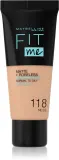 MAYBELLINE NEW YORK Fit Me! Matte+Poreless - Матирующий тональный крем для нормальной и жирной кожи, 30 мл, оттенок 118 Nude — фото 1