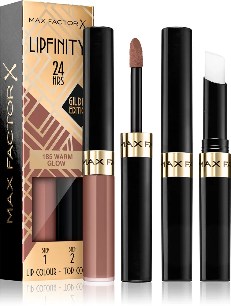 Max Factor Lipfinity Gilded Edition - Помада для губ с бальзамом, стойкая., 4 г, оттенок 185 Warm Glow