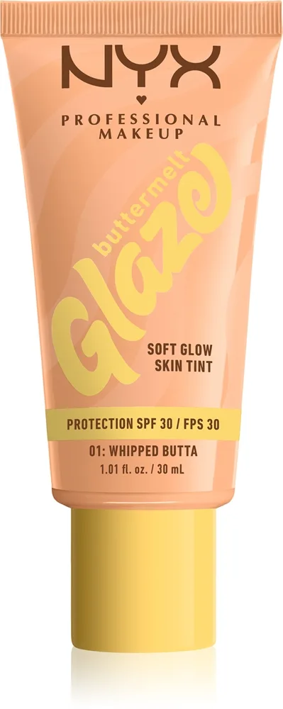 NYX Professional Makeup Buttermelt Glaze - Тонирующий крем для лица с SPF 30, 30 мл, оттенок 01 Whipped Butta