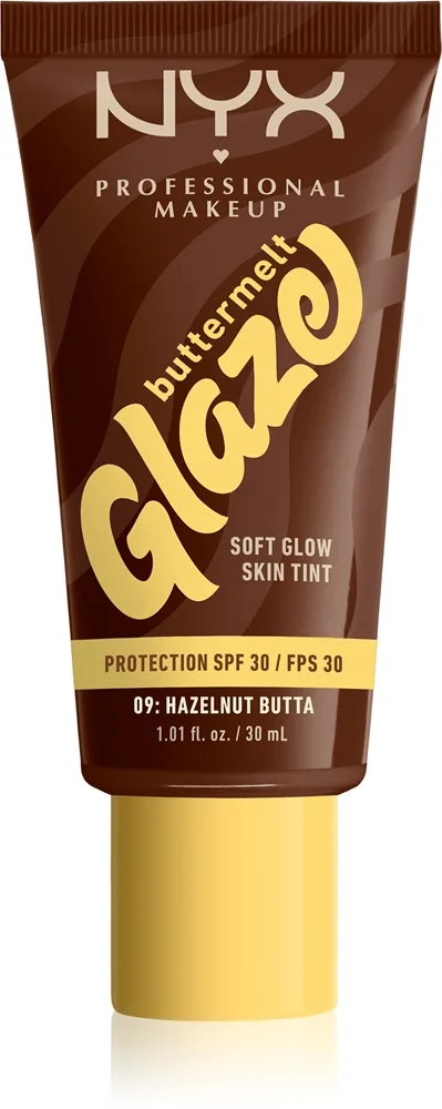 NYX Professional Makeup Buttermelt Glaze - Тонирующий крем для лица с SPF 30 оттенок 09 Hazelnut Butta, 30 ml