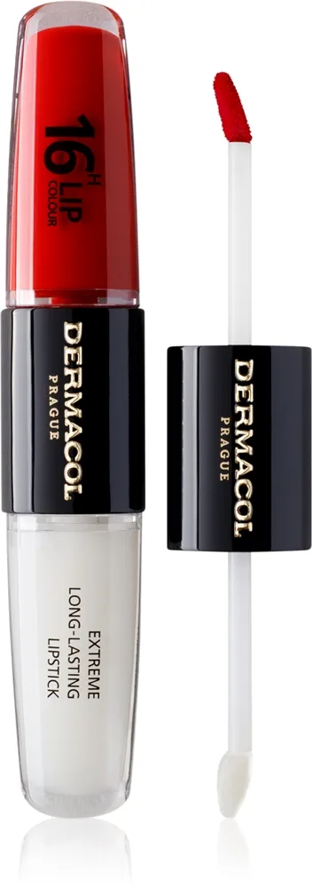 Dermacol 16H Lip Colour - Долговременная помада и блеск для губ оттенок 04 Revenge Red, 2 ml