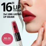 Dermacol 16H Lip Colour - Долговременная помада и блеск для губ оттенок 06 Merry Berry, 2 ml — фото 2
