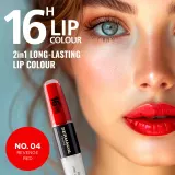 Dermacol 16H Lip Colour - Долговременная помада и блеск для губ оттенок 04 Revenge Red, 2 ml — фото 2