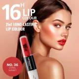 Dermacol 16H Lip Colour - Долговременная помада и блеск для губ оттенок 36 Coral Sunset, 2 ml — фото 2