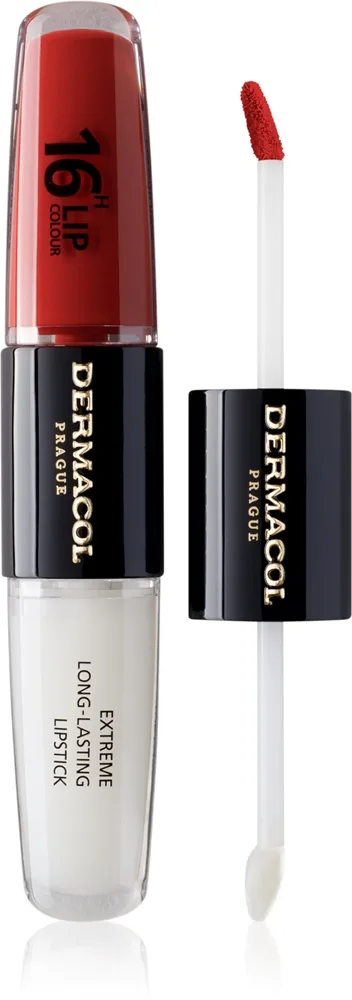 Dermacol 16H Lip Colour - Долговременная помада и блеск для губ оттенок 34 Vibrant Red, 2 ml